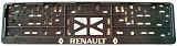 Рамка под номер, с защёлкой "RENAULT" пластик., чёрная, рельеф  /15172/