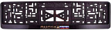 Рамка под номер, с защёлкой "RUSSIA" с флагом, пластик., чёрная, рельеф  /02640/