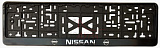 Рамка под номер, с защёлкой "NISSAN" пластик., чёрная, рельеф  /01603/